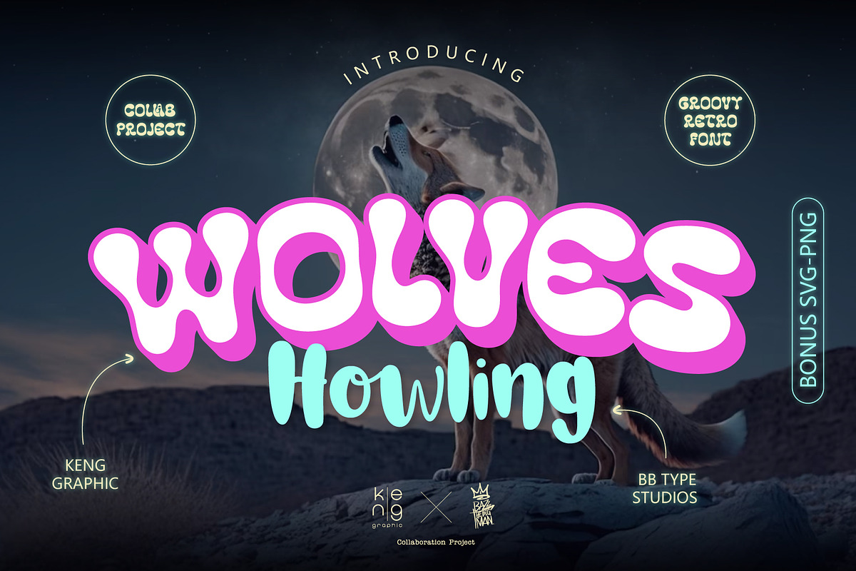 Wolves Howling Font, a Handwritten Font by KengGraphic (Photo 1 of 13)