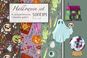 Halloween set clipart illustrations