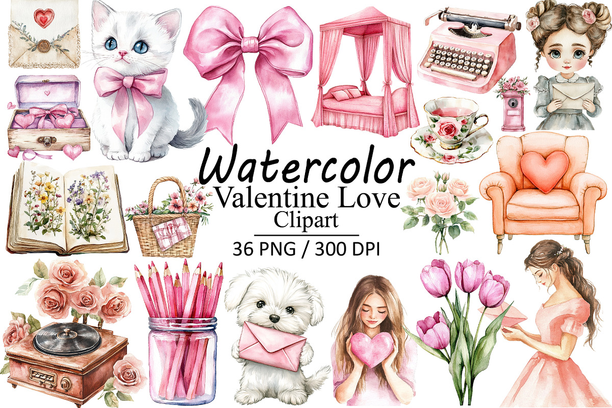 Valentine Love Clipart, an Illustration by Design Market (Photo 1 of 4)