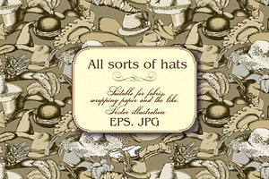 Seamless Pattern Of All Sorts Of Hat