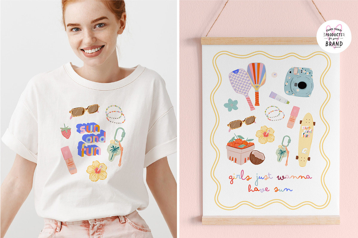 Trendy Summer Girl Clipart & Quotes, a Seasonal Illustration by Ruslana Lubenets (Photo 6 of 16)
