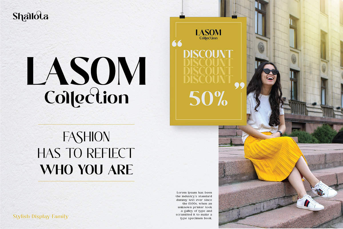 Shallota - Stylish Display Font, a Sans Serif Font by Ekahermawan (Photo 3 of 13)