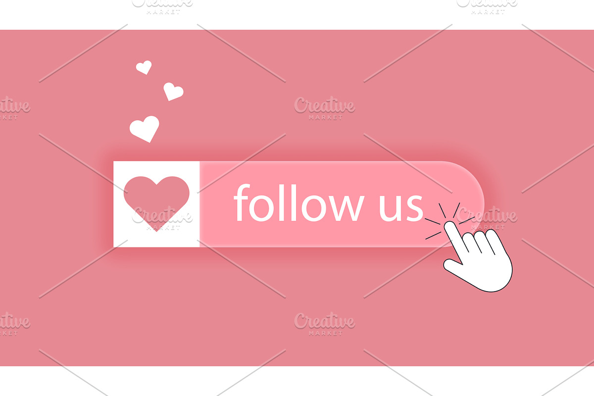 Soft pink banner with follow us, an Object Illustration by Tati_Kli