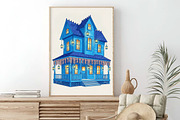 Blue Boho Halloween Sublimation PNG, an Illustration by Craft Nest (Thumbnail 7 of 9)