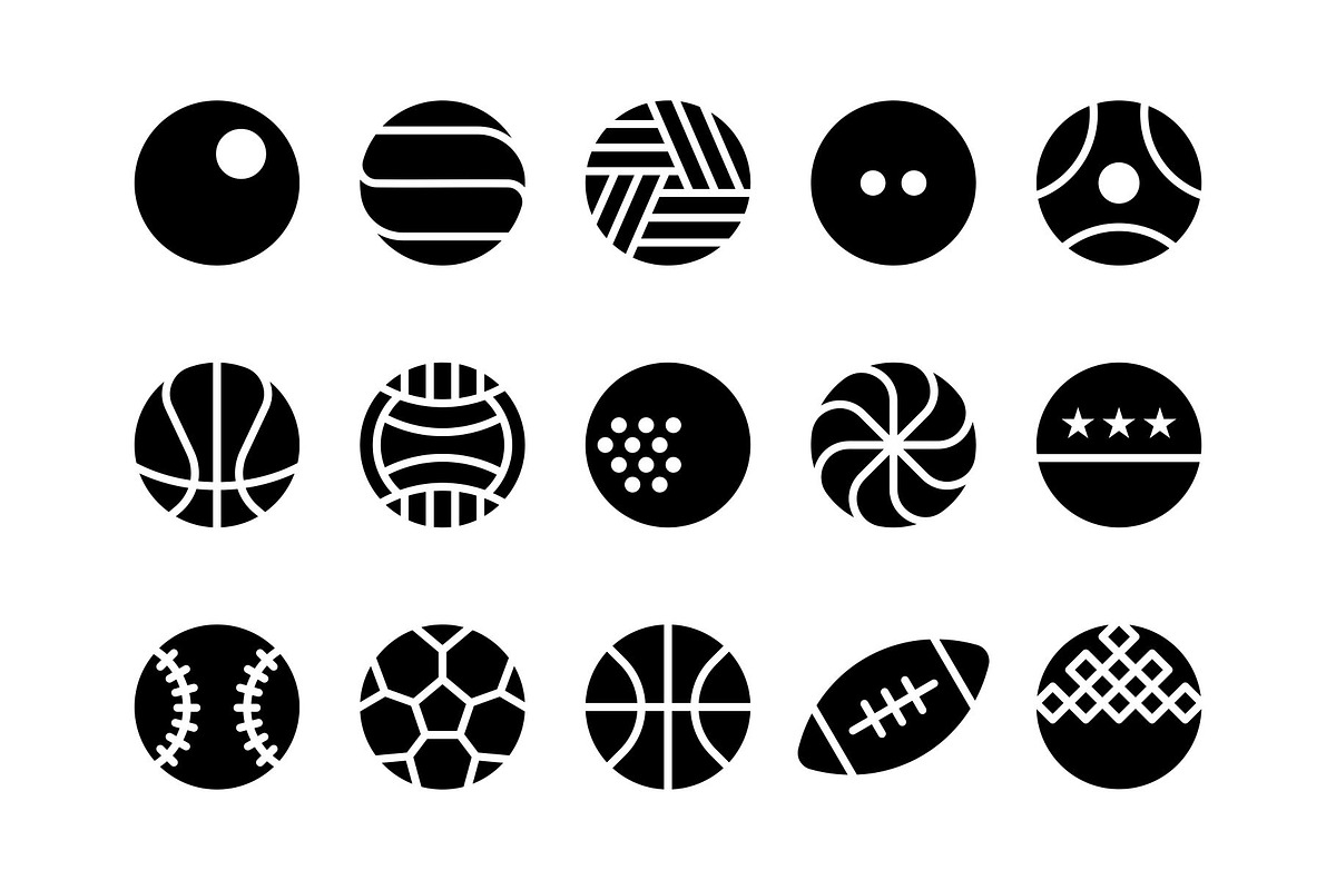 Sports Ball Icon Set, a Solid Icon by Buqancreative (Photo 1 of 2)