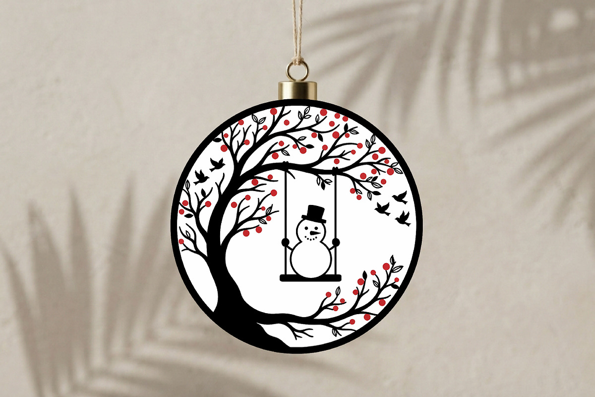 Christmas Snowman Swing Ornament, a Seasonal Illustration by CrexoraLab (Photo 3 of 3)