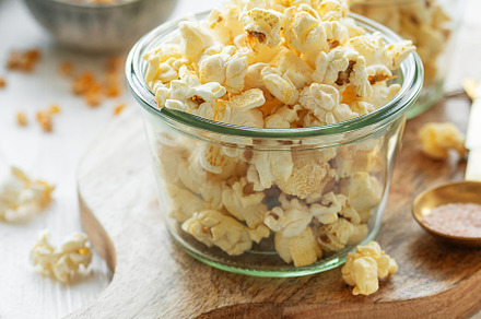 Tasty salted homemade popcorn, a Food & Drink Photo by Olena Rudo