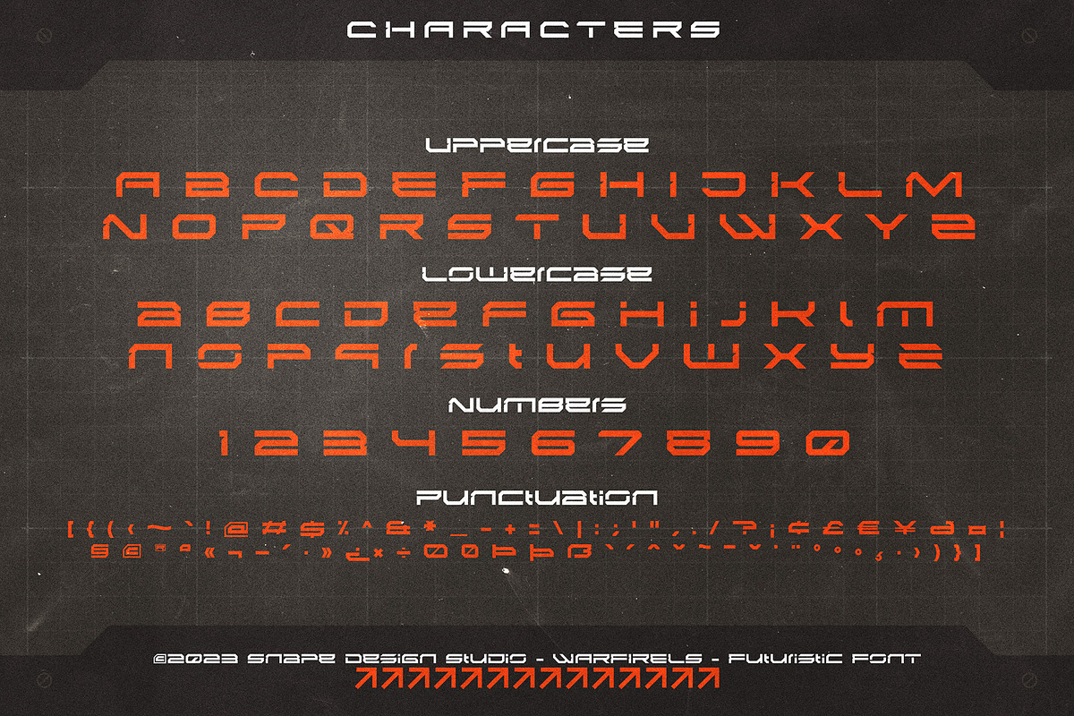 Warfirels - Futuristic Font, a Sans Serif Font by Snape Design Studio (Photo 2 of 5)