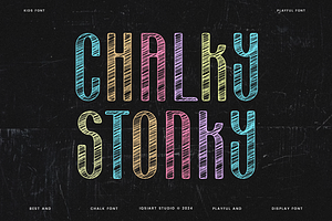 Chalky Stonky - Chalk & School Font, a Sans Serif Font by Iqsiart Studio