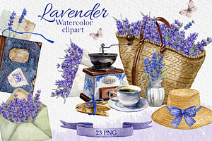 Watercolor Provence Lavender Clipart