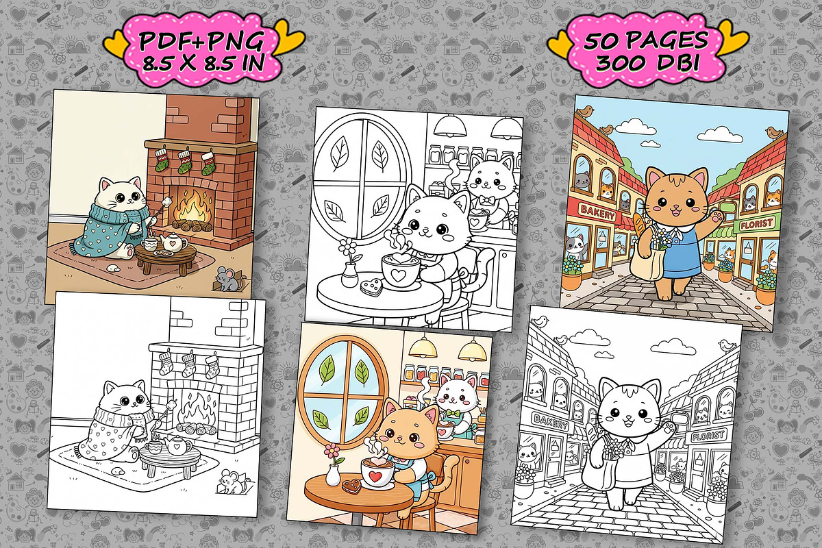The Little Cat Coloring Book pages, an Illustration by one-touch (Photo 2 of 4)
