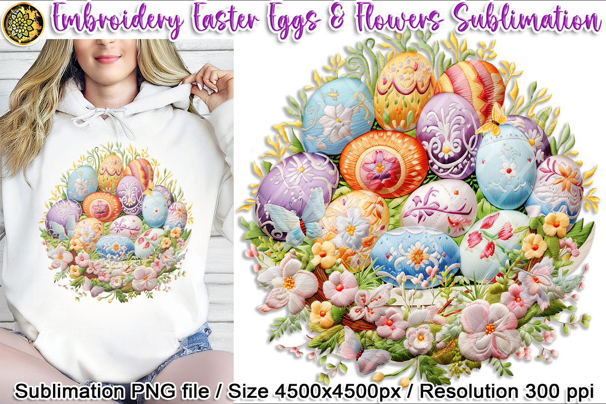 Embroidery Colorful Easter Eggs PNG, an Object Graphic by V Design Creator (Photo 1 of 8)