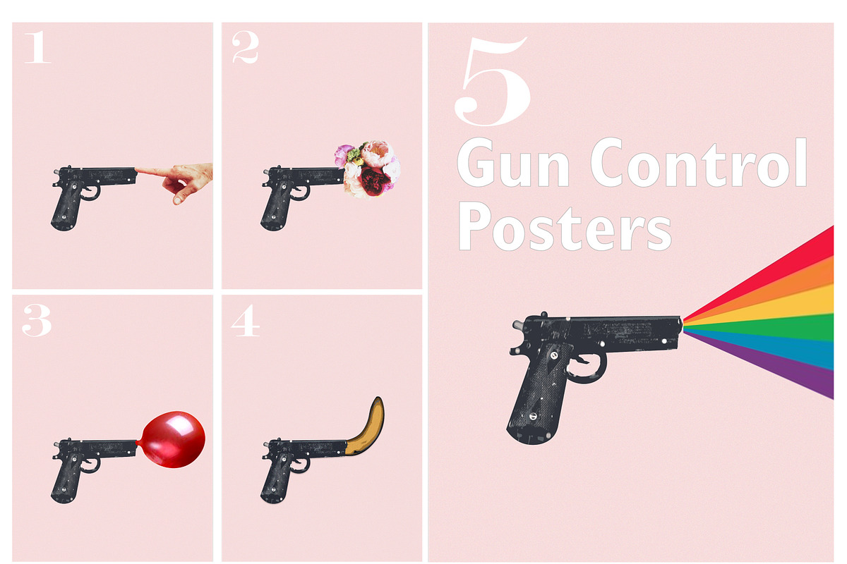 5 Gun Control Posters, an Illustration by CC CREATIVE CO