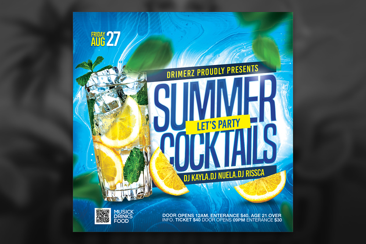Summer Cocktails Flyer, a Flyer Template by drimerz (Photo 2 of 2)