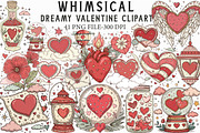 Whimsical Dreamy Valentine Clipart, an Illustration by Libby Wishes (Thumbnail 1 of 6)
