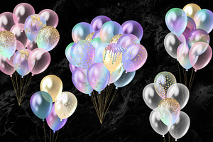 Iridescent Rainbow Balloons Clipart