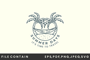 Summer Paradise Badge Style Line Art, a Branding & Logo Template by SD 22