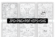 Whimsical Cozy Worlds Coloring Pages, a Decorative Illustration by Ink Gallery (Thumbnail 2 of 8)