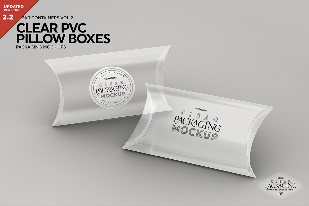 Clear Pillow Boxes Packaging Mockup, a Packaging Mockup by INCDesign (Photo 1 of 7)