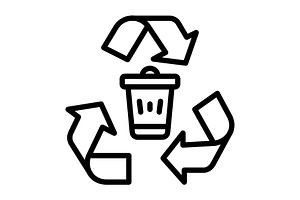 Recycling dustbin black icon, an Outline Icon by Creative priyanka