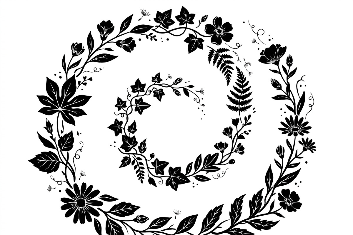 50 Elegant Floral Leaf Spiral Frame, a Decorative Illustration by Amazin_art (Photo 35 of 39)