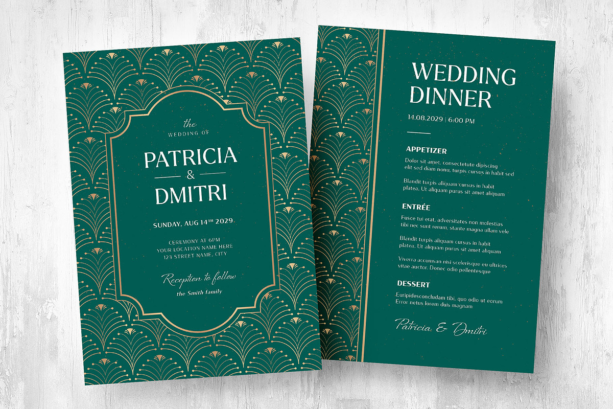 Art Deco Wedding Invitation Template, an Invitation Template by BrandPacks (Photo 7 of 7)