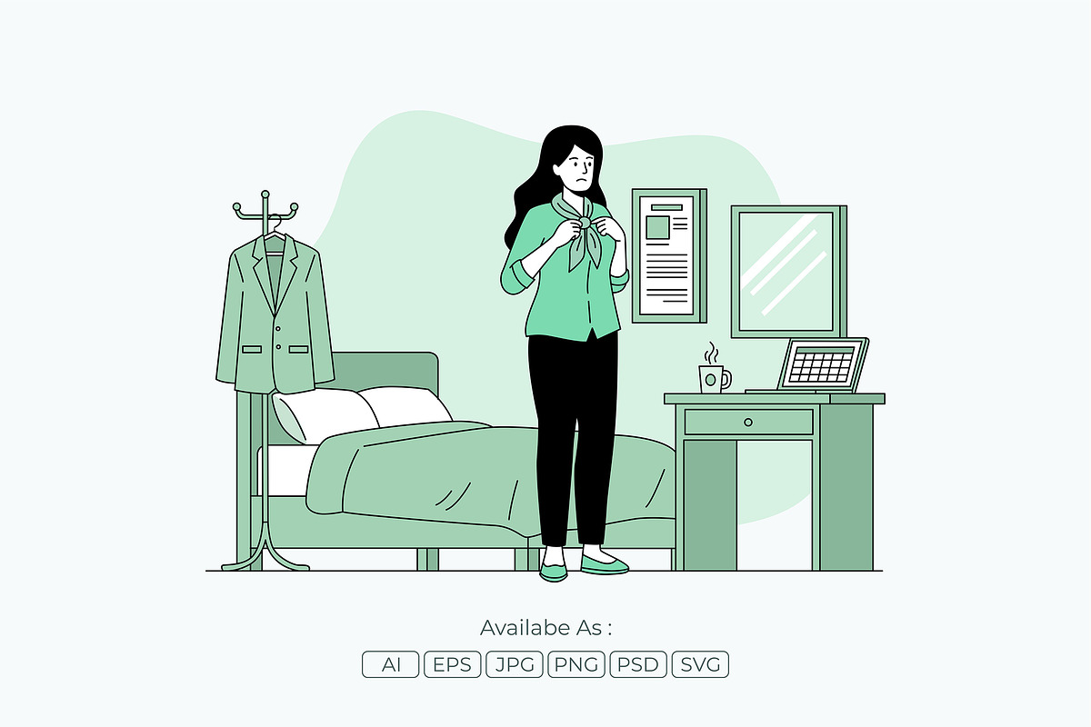 Girl Dressing Up for Work, a Person Illustration by Partikusi Design (Photo 2 of 3)