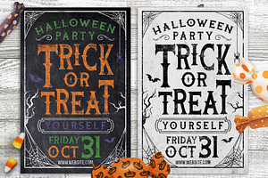 Chalk Halloween Party Flyer Invite, a Flyer Template by SkyvaraSupply