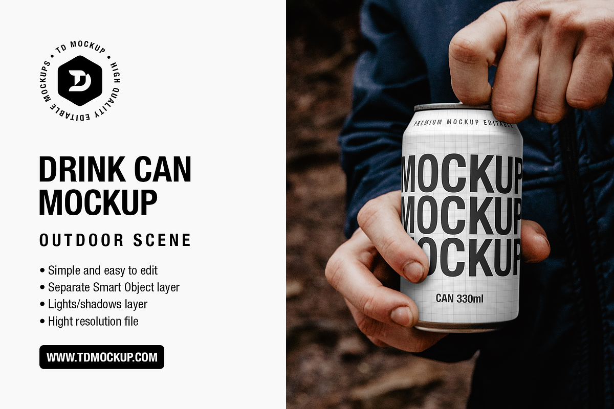 Drink Can Mockup - Outdoor Scene, a Packaging Mockup by TD Mockup