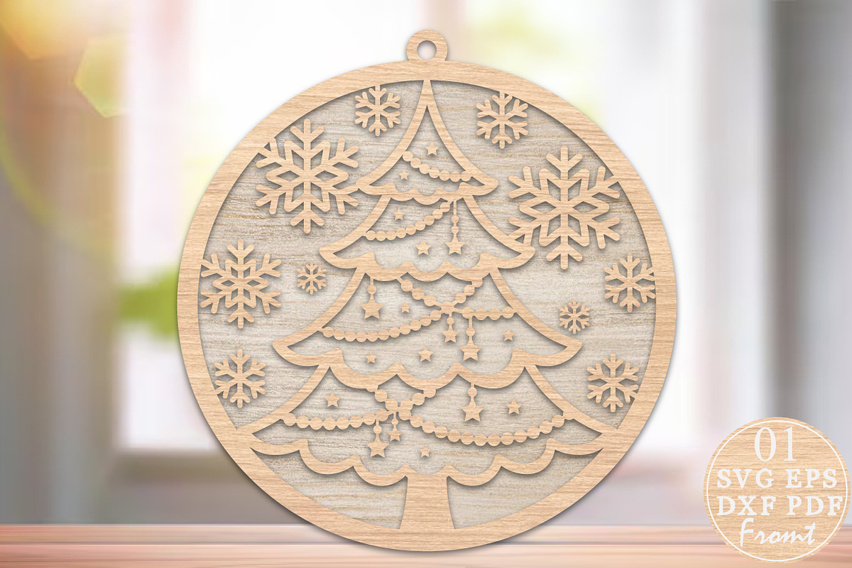 Christmas Tree Laser Cut Design SVG, a Decorative Illustration by Rose Art (Photo 3 of 3)