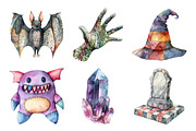 Watercolor Patchwork Style Halloween, an Illustration by Daily.Designs (Thumbnail 3 of 5)