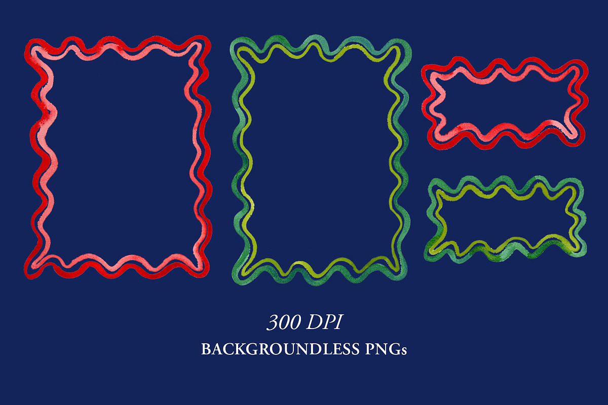 Christmas Colored Squiggle Frames, a Seasonal Illustration by Lavender And Sea (Photo 2 of 2)