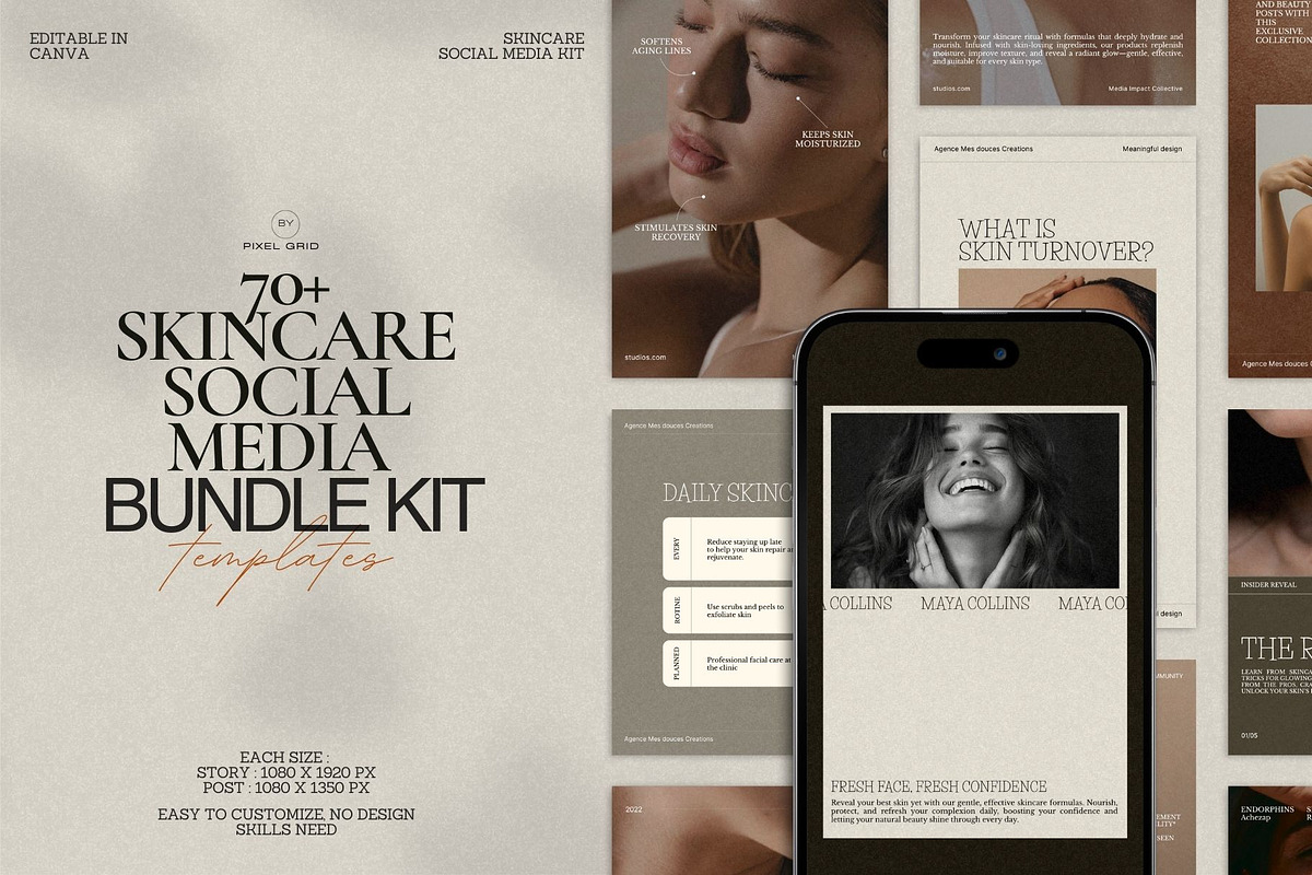 Skincare Social Media Kit Canva