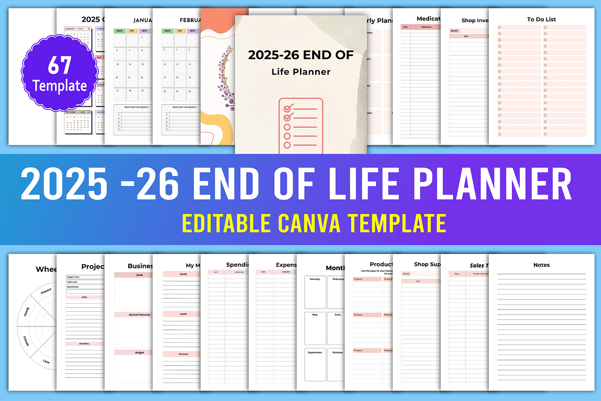 2025-26 End of Life Planner Canva, a Print Template by Designmela01 (Photo 1 of 6)
