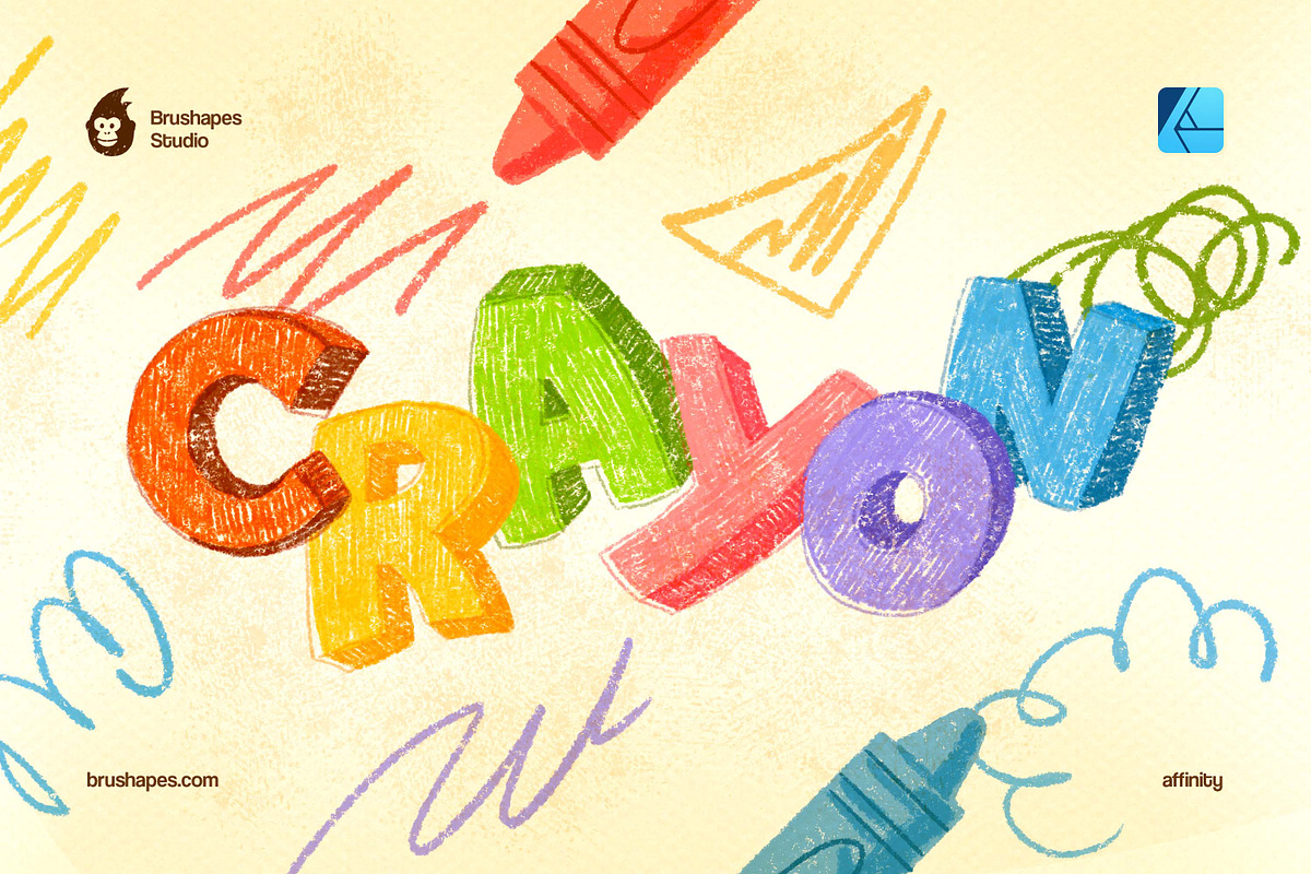 Joyful Crayon Affinity Brushes, a Brush Add-On by brushapes.com (Photo 4 of 10)