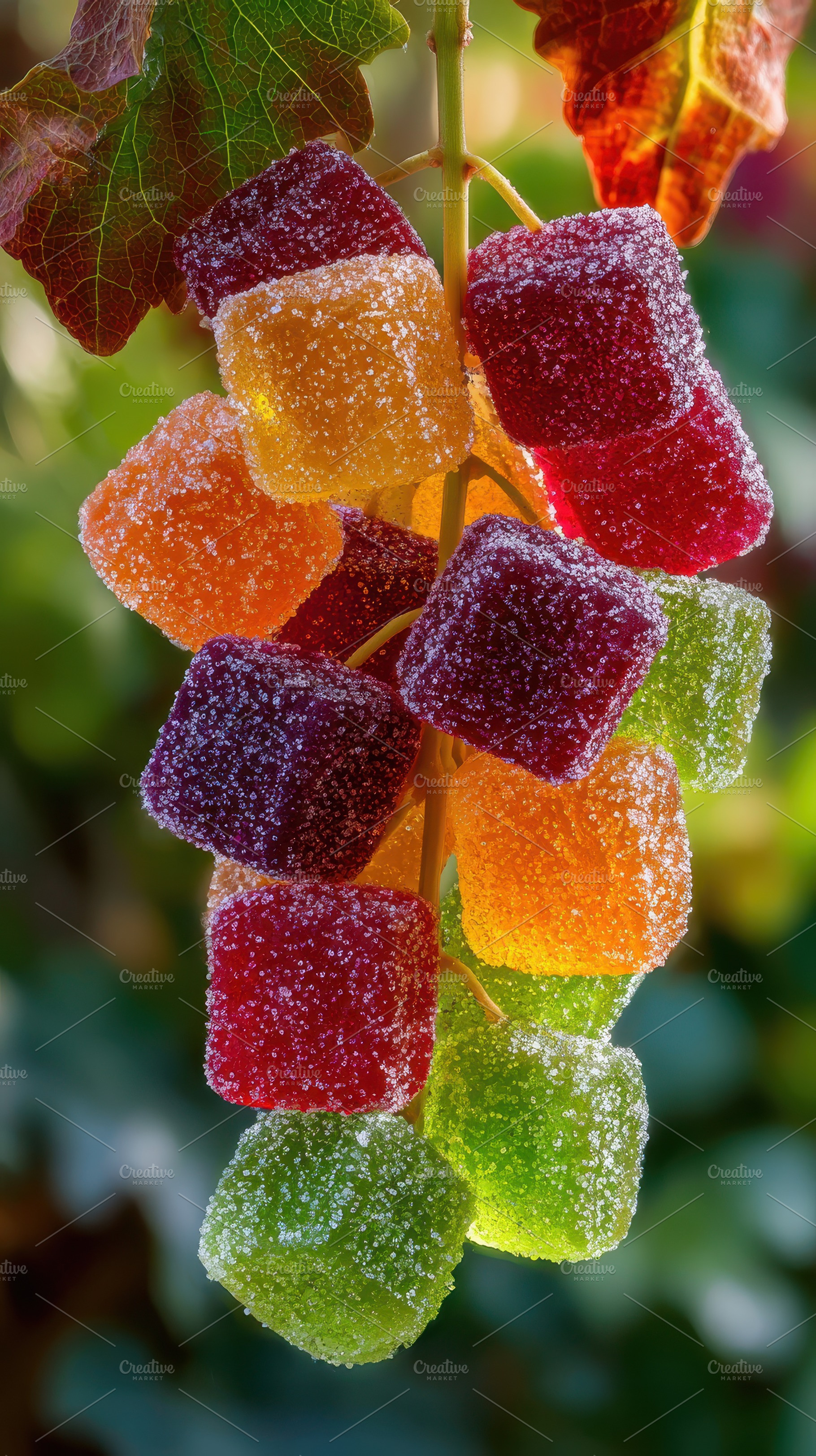 Sugary Jewel-toned Gummies Resemblin, an Abstract Photo by Pixeness Studio