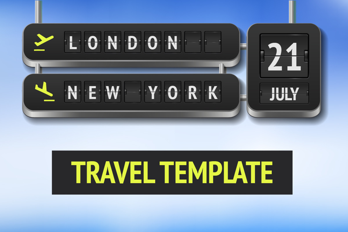 3 Editable Airport boards & alphabet