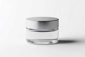 Glass cosmetic jar mockup on minimal, a Beauty & Fashion Photo by MistyDay