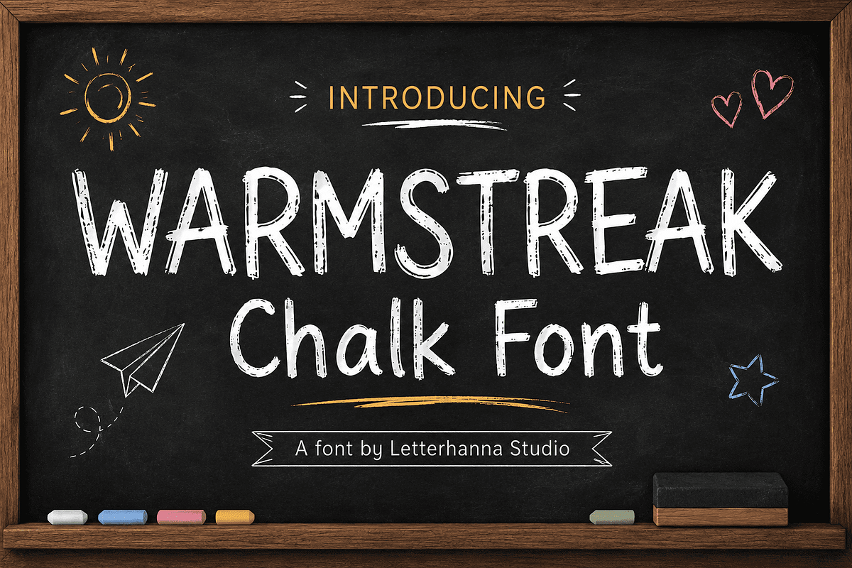 Warmstreak Chalk Font, a Handwritten Font by Letterhanna Studio (Photo 1 of 9)
