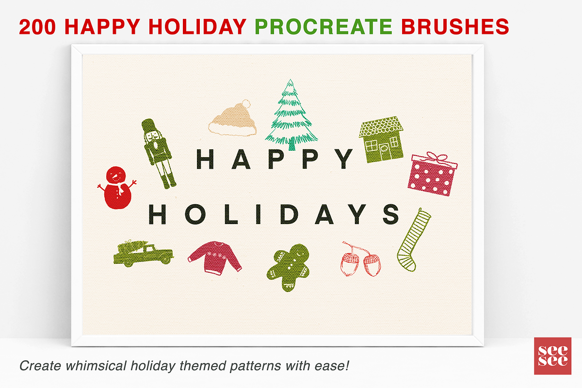 200 Happy Holiday Procreate Brushes, a Brush Add-On by CC CREATIVE CO (Photo 12 of 16)