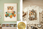 Steampunk Cat Clipart Set - 21 PNG, an Animal Illustration by InkyQueenArt (Thumbnail 3 of 7)