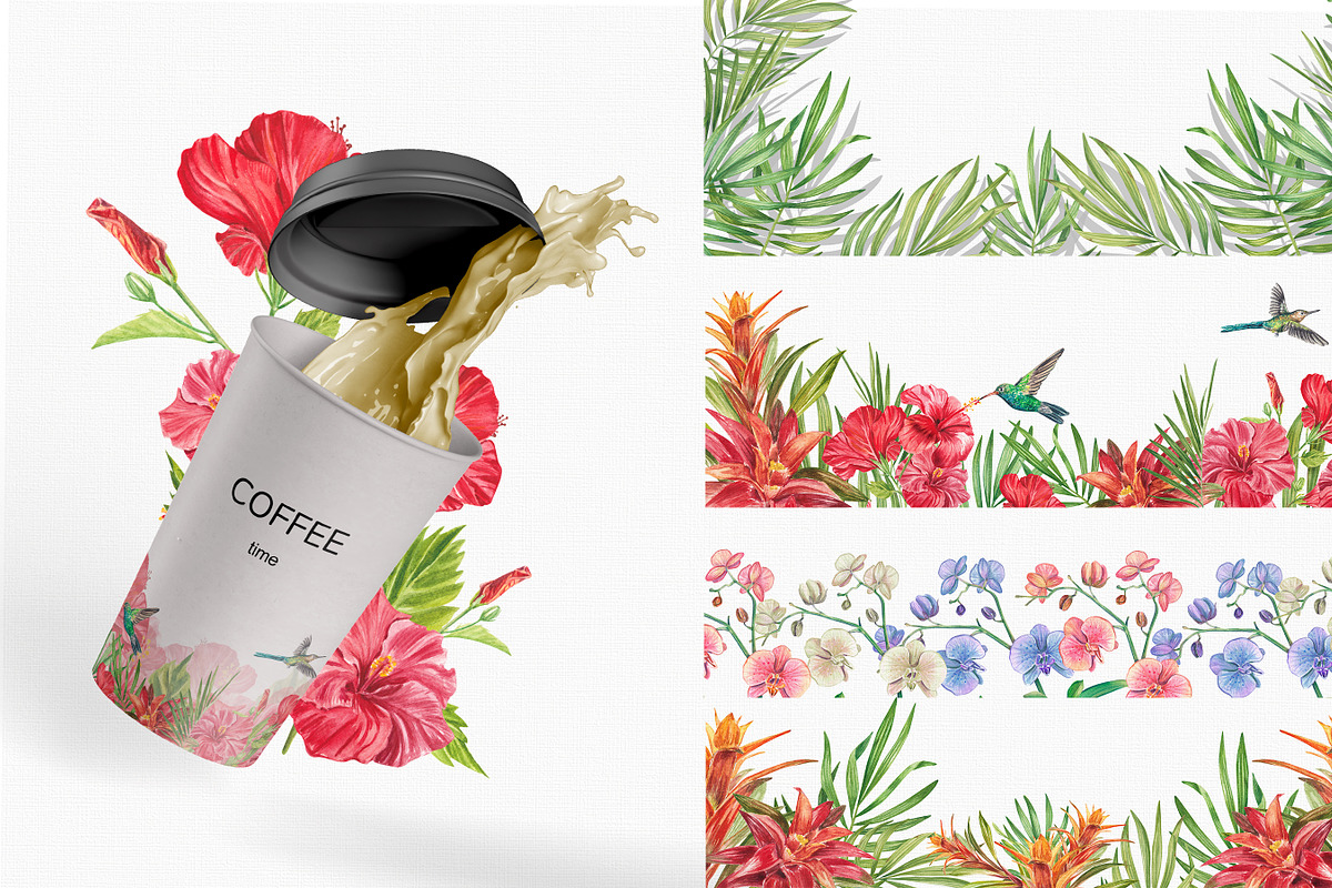 Tropic flower watercolor clip art, a Decorative Illustration by Nastya Che (Photo 7 of 9)