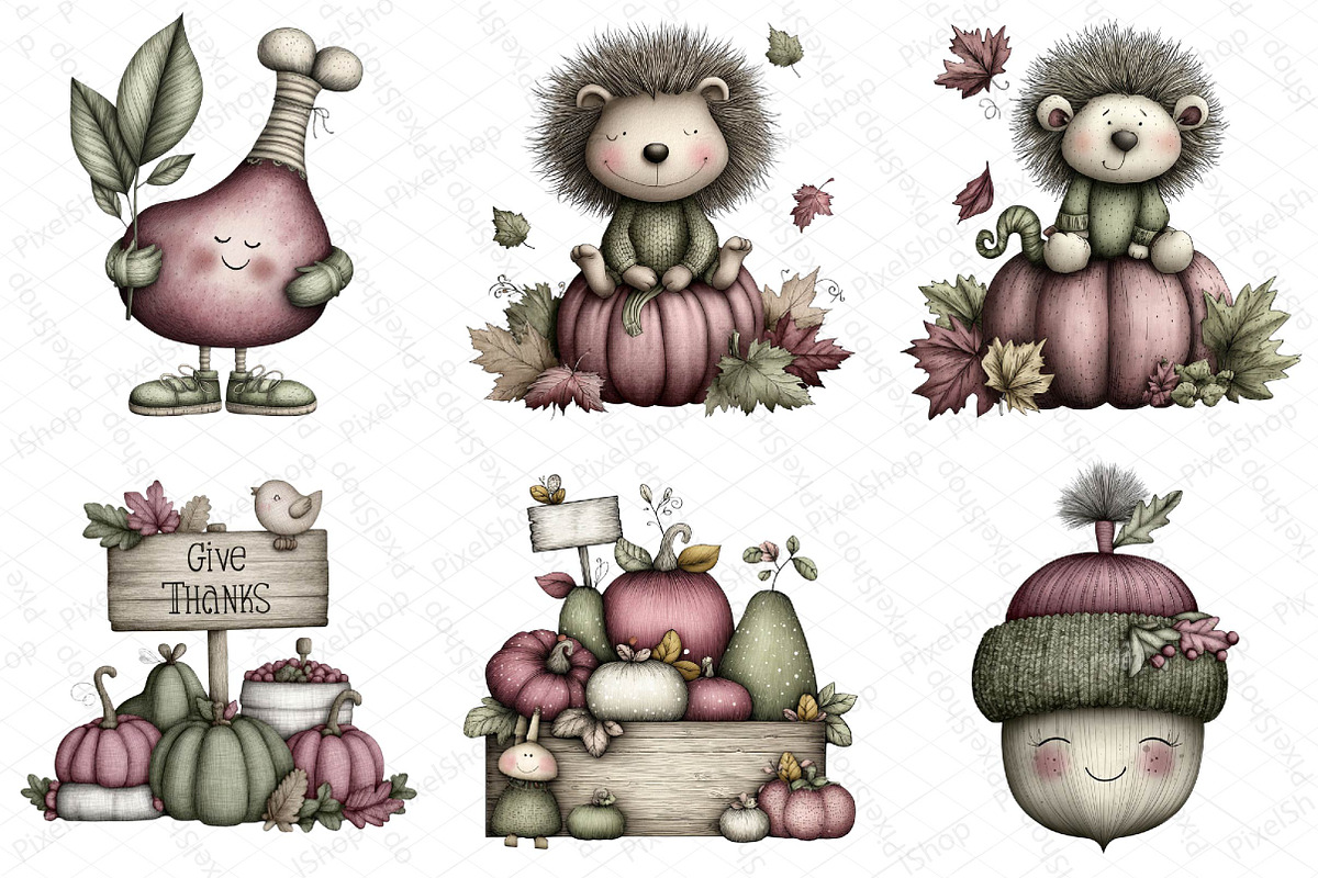 Whimsical Thanksgiving Clipart Bundl, an Illustration by DreamPrint404 (Photo 4 of 7)