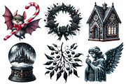 Goth Christmas Clipart, an Illustration by Pixels.Craft (Thumbnail 2 of 7)