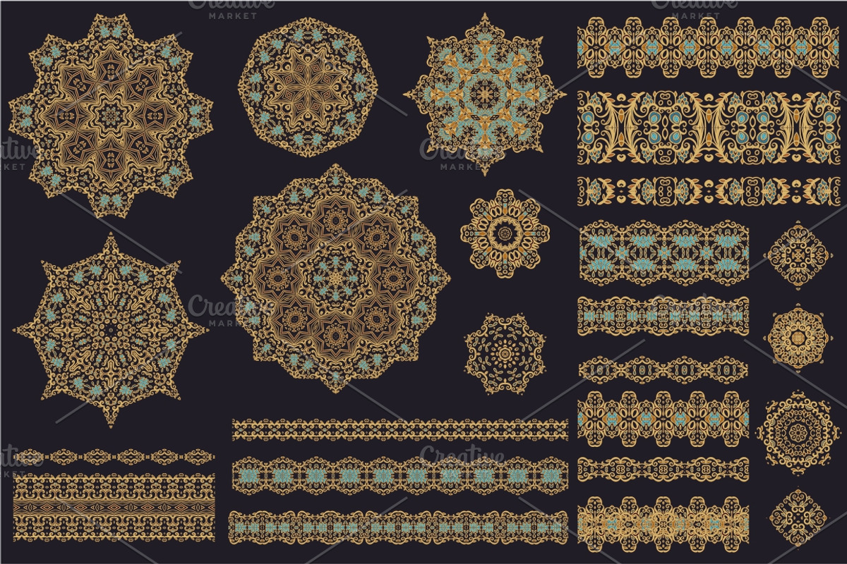 Big vector pack (borders, rosettes), a Decorative Illustration by Dainia (Photo 1 of 2)