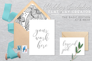 Wedding Invitation Mockup - Flat Lay