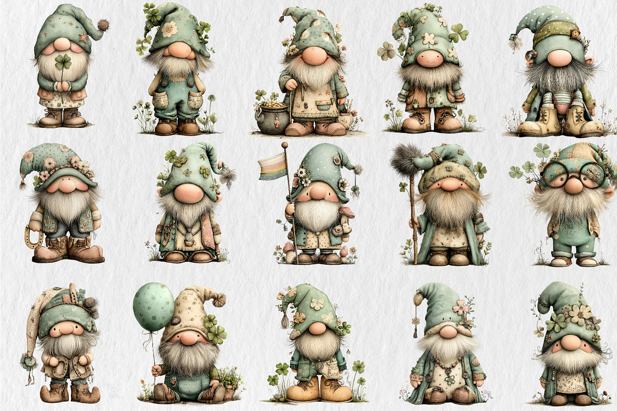 Whimsical St Patrick's Day Gnome Cli, a Seasonal Illustration by Rose Art (Photo 3 of 5)