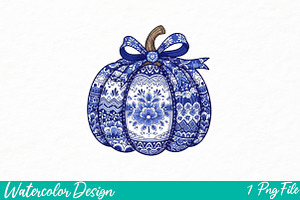 Chinoiserie Pumpkin Png, Sublimation, an Illustration by Watercolor design