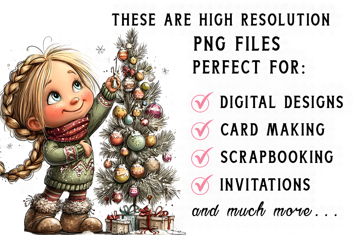 Whimsical Christmas Girl Clipart, an Illustration by Libby Wishes (Photo 7 of 7)