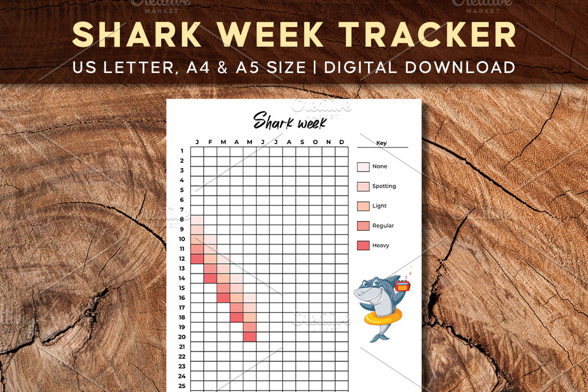 Shark Week Tracker | Period & Health, a Print Template by Graphicsnext (Photo 1 of 5)
